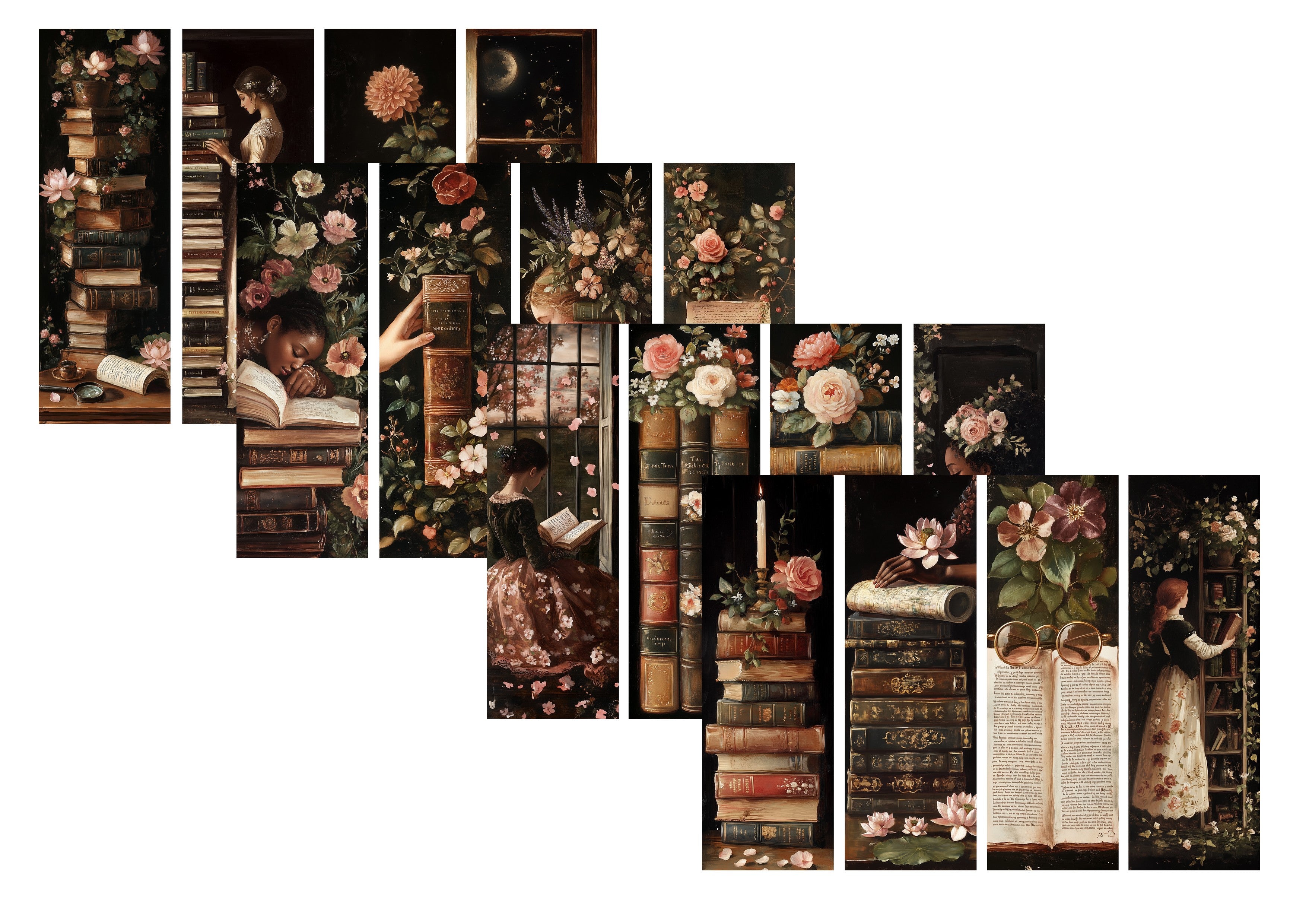LovedbyGaby A4 journalpapier set Bookmarks Floralreading