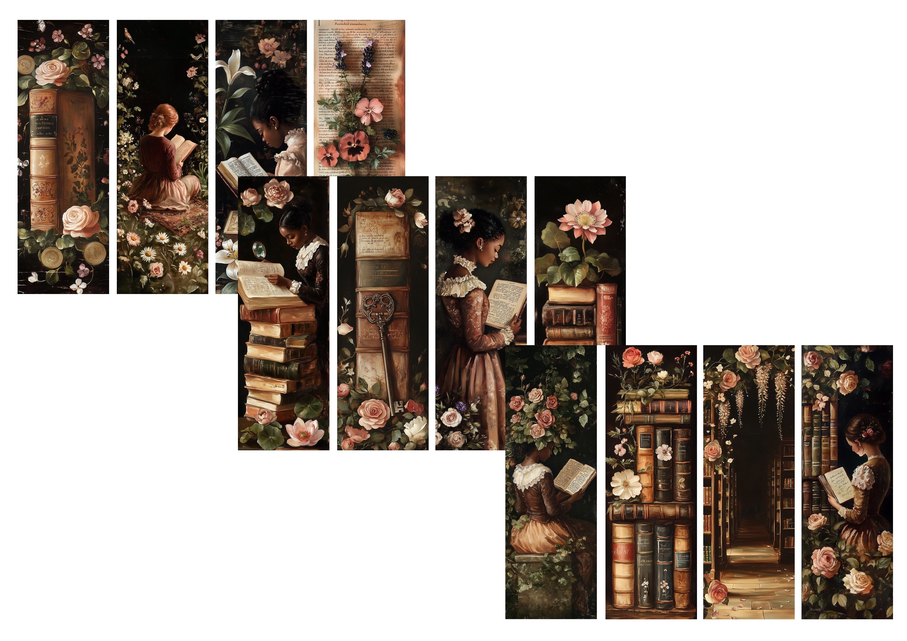 LovedbyGaby A4 journalpapier set Bookmarks Floralreading