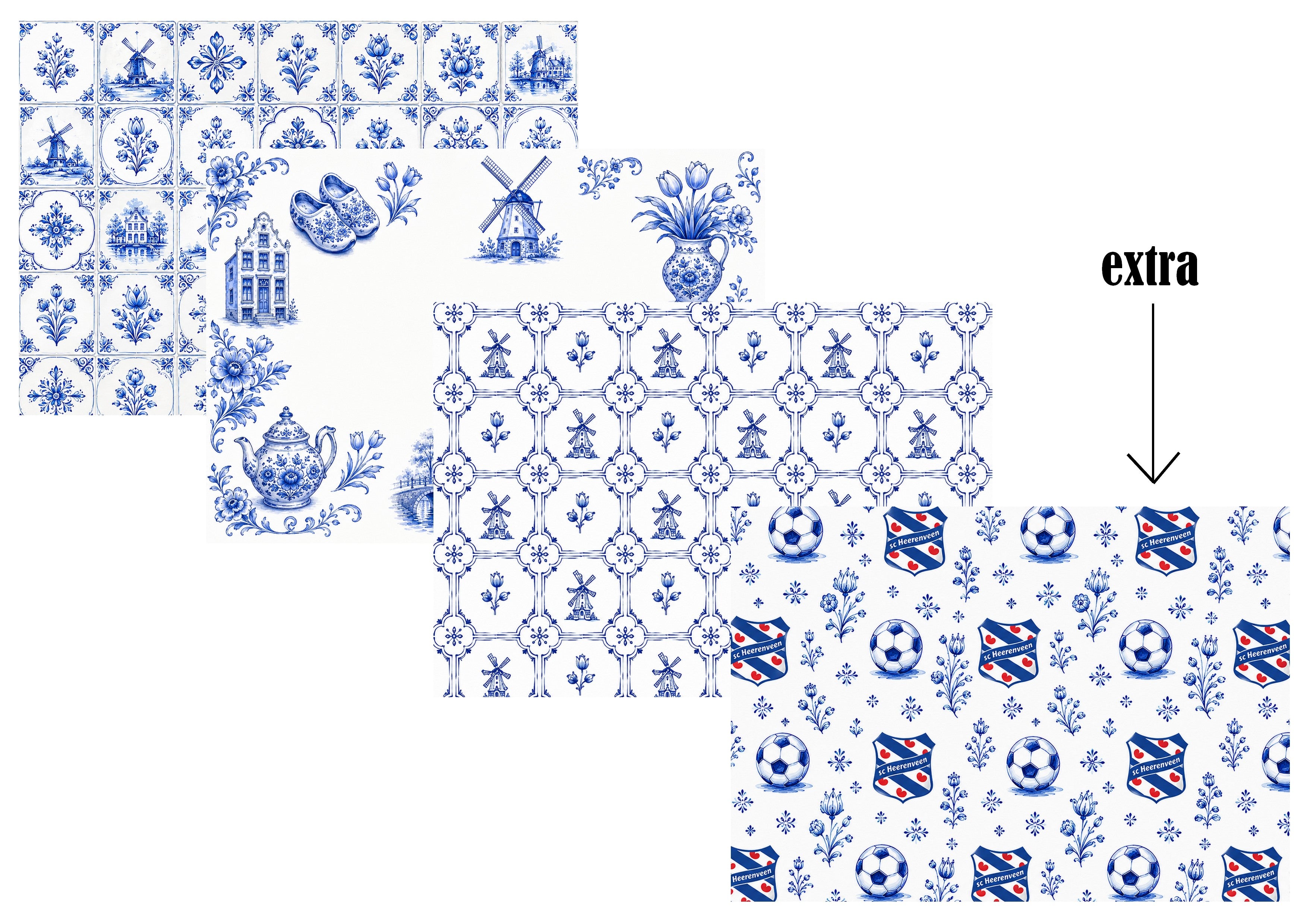 LovedbyGaby Set de papier A4 pour carnets bleu de Delft