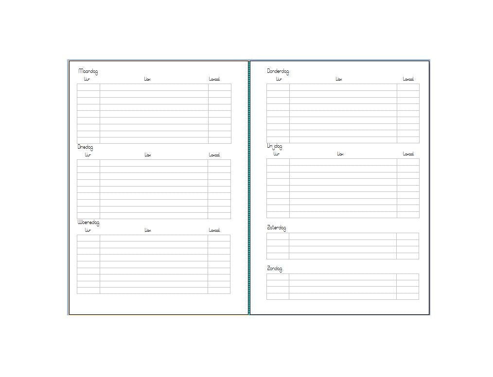 A5 inserts "schoolrooster"