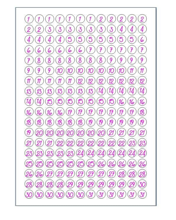 216 plannerstickers "numbers"
