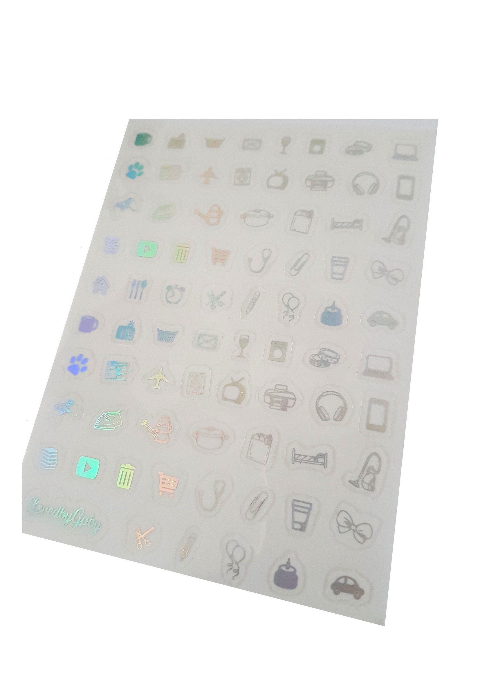 LovedbyGaby clear foil icon stickers