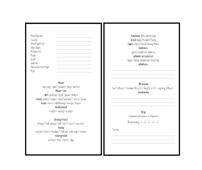 A5 slim inserts "wine tasting"