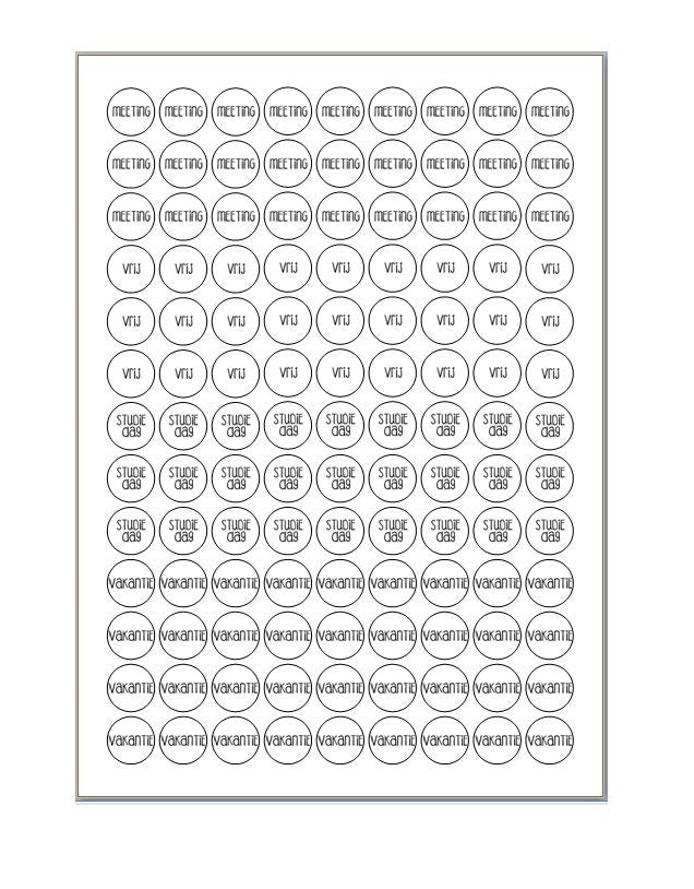 117 diverse huishoudstickertjes 1 met een doorsnee van 19mm