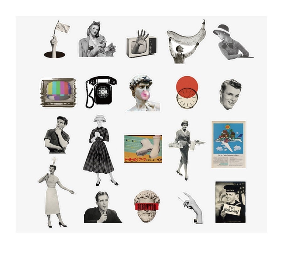 Vintage retro stickersets