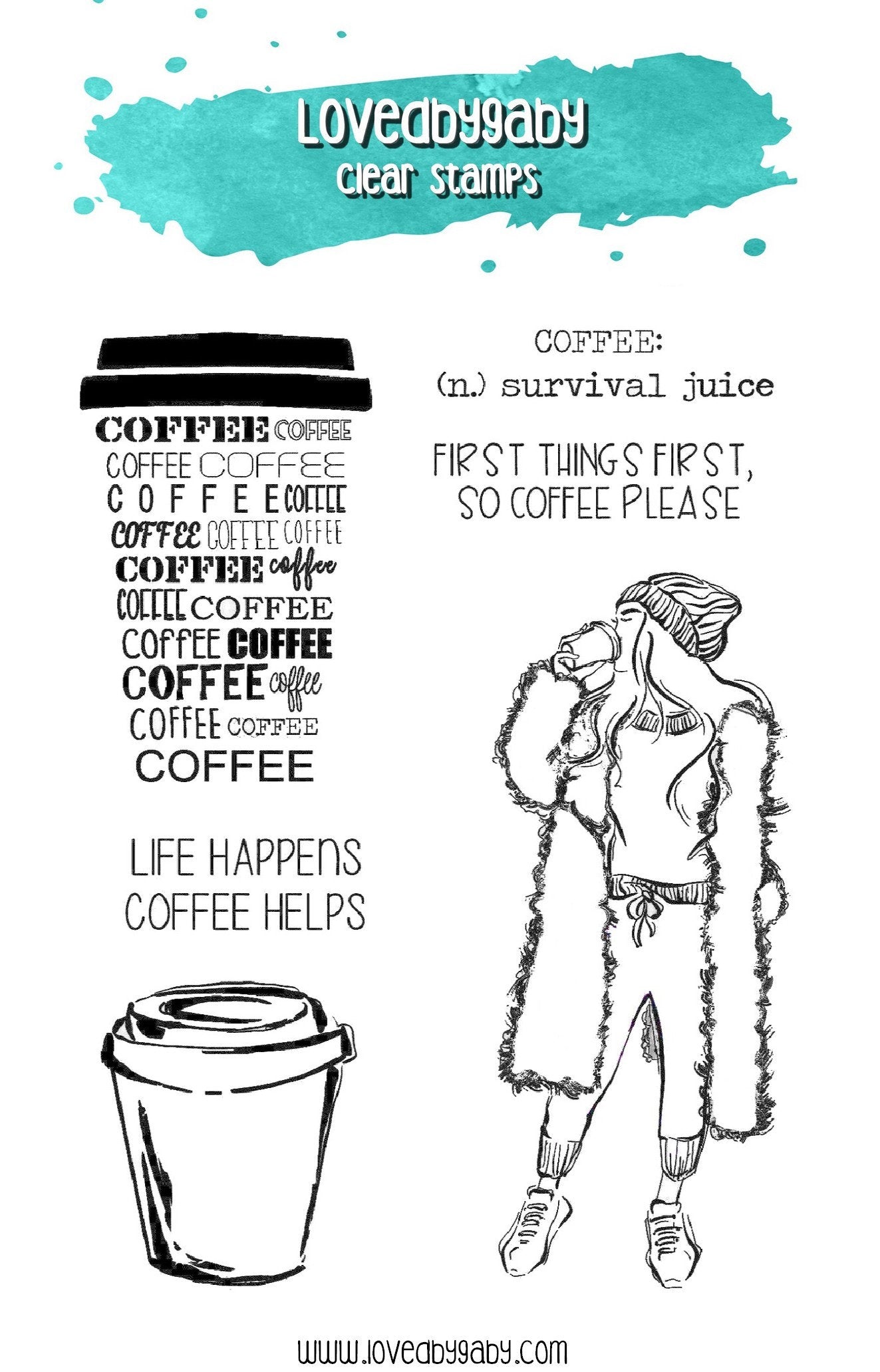LovedbyGaby clear stamps "coffee girl"