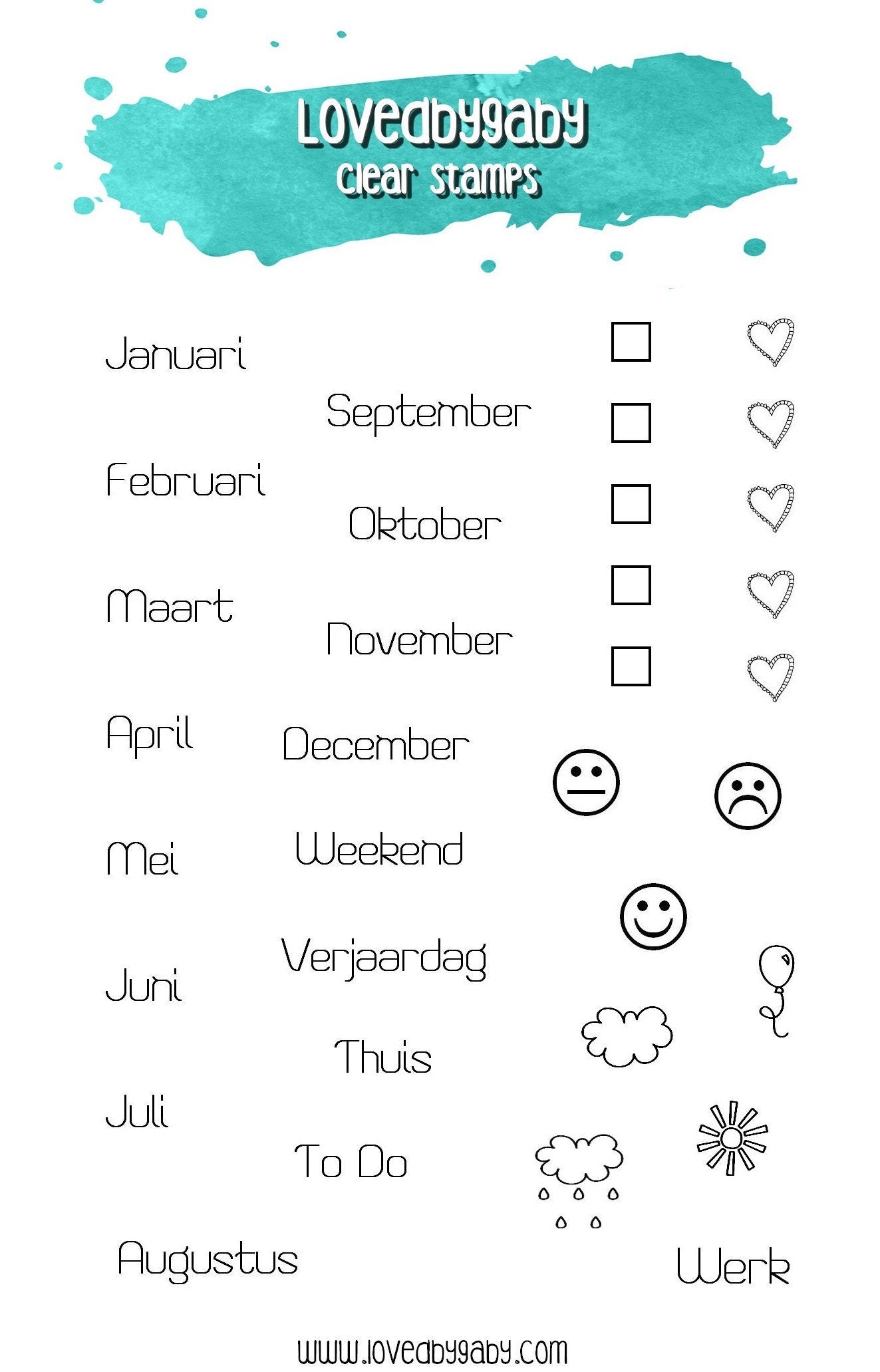LovedbyGaby clear stamps "NL maanden"