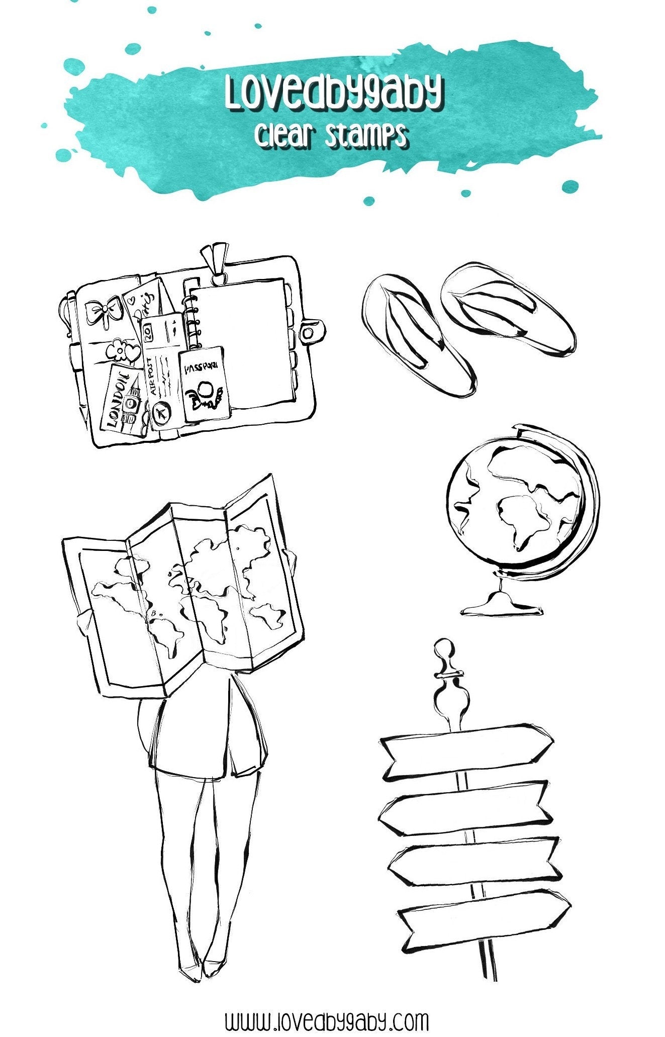 LovedbyGaby clear stamps "Travel 1"