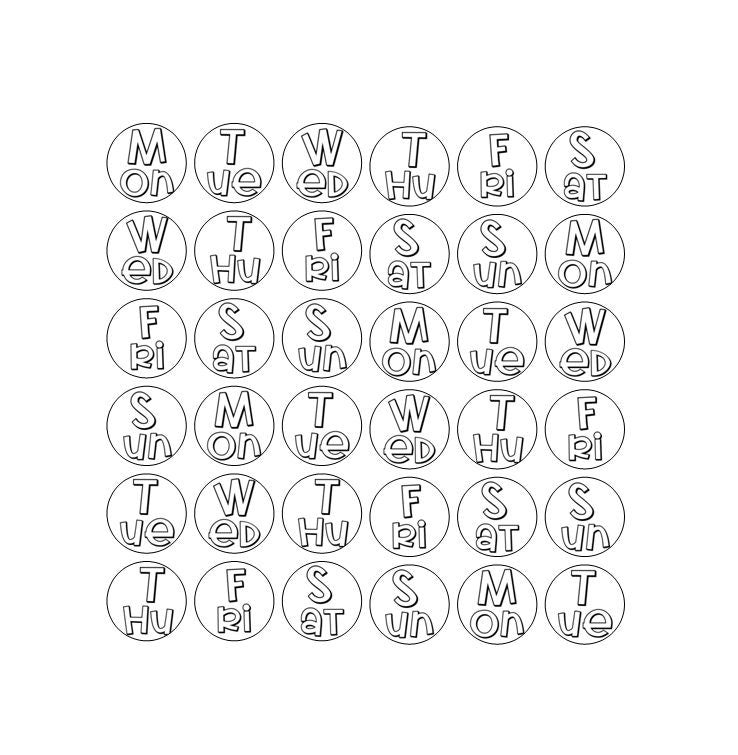 117 stickers dates, days and months