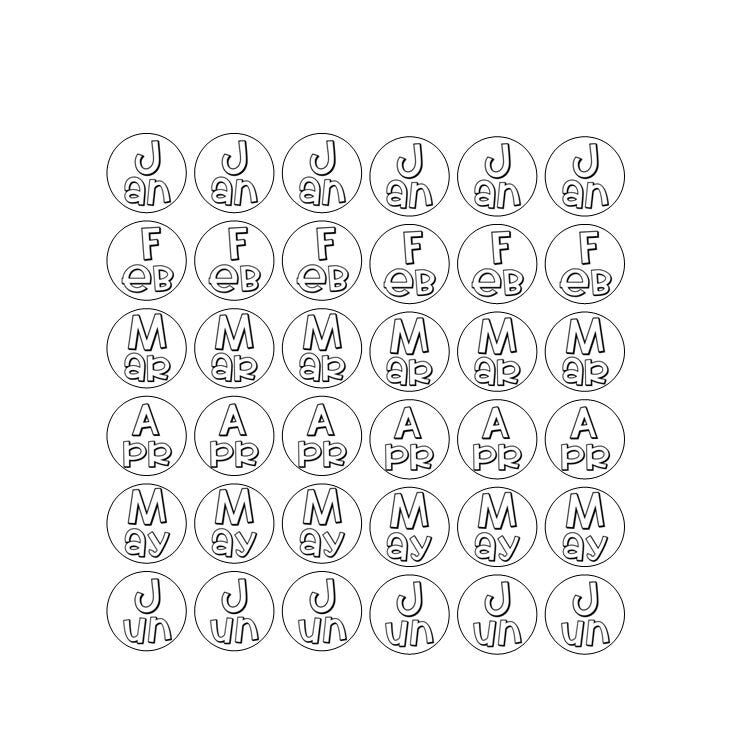 117 stickers dates, days and months