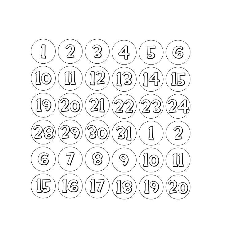 117 stickers dates, days and months