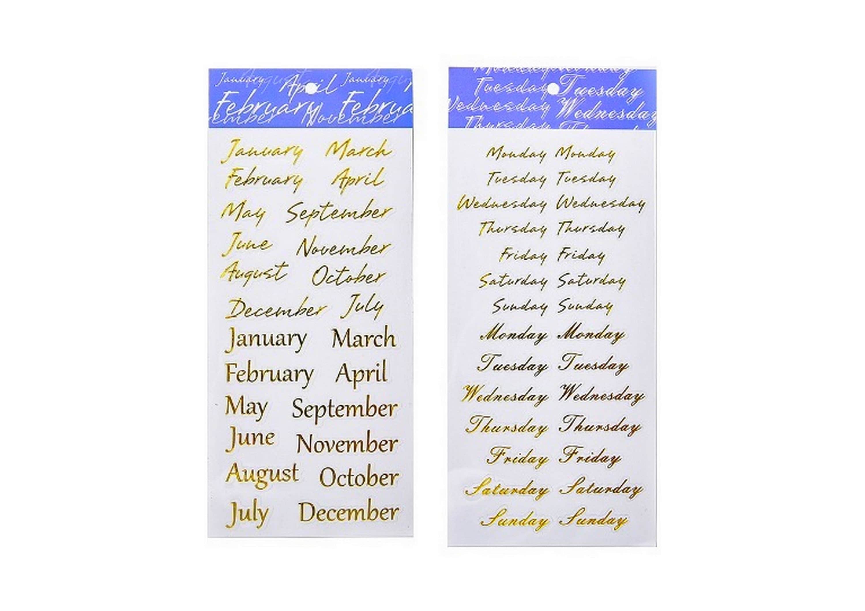 Transparent gold foil stickers monthly and weekly