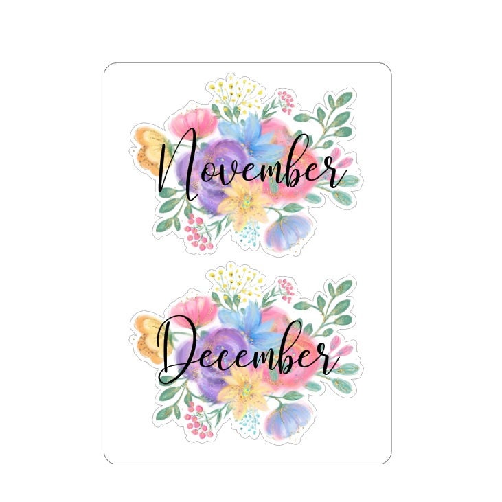 LovedbyGaby Autocollants de tableau de bord mensuels floraux
