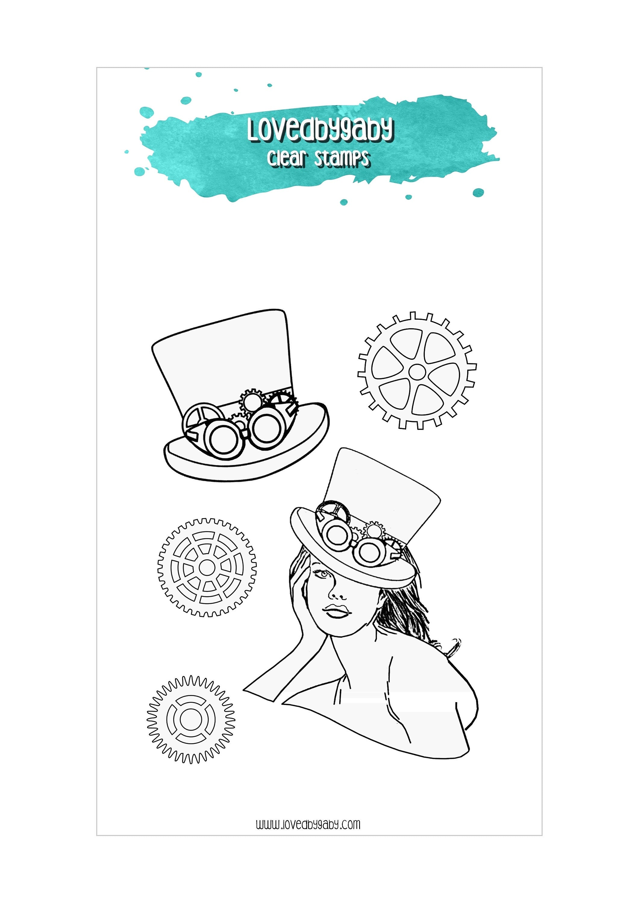 LovedbyGaby clear stamps "Gear girl"