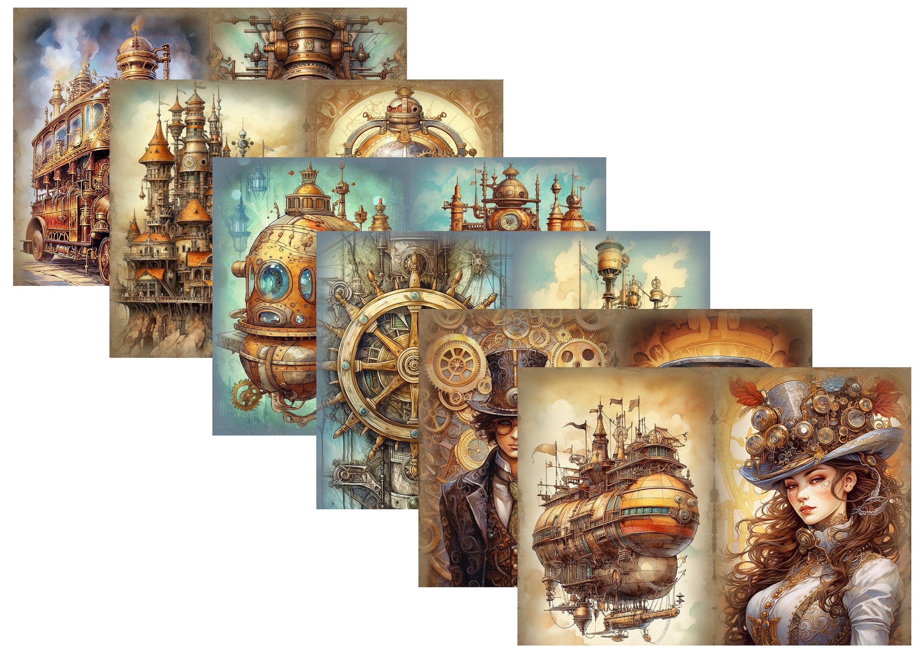 LovedbyGaby A4 journalpaper set "Steampunk"