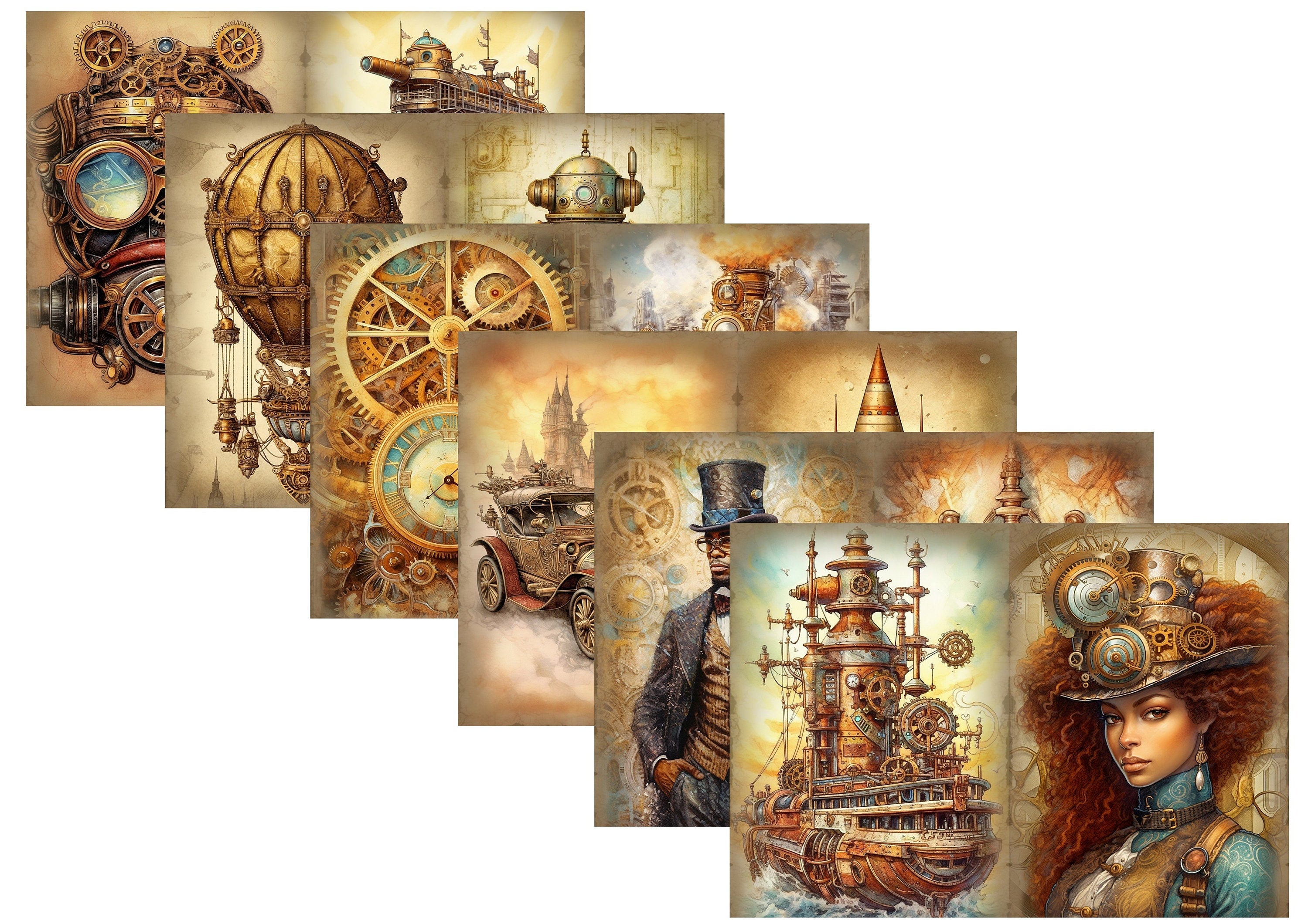 LovedbyGaby A4 journalpaper set "Steampunk"