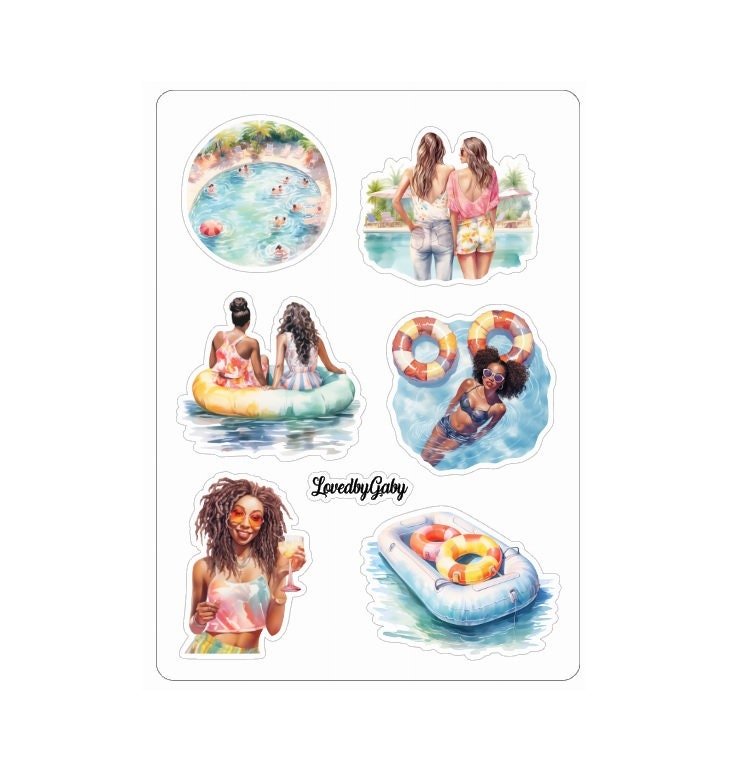 Autocollants LovedbyGaby - fête piscine