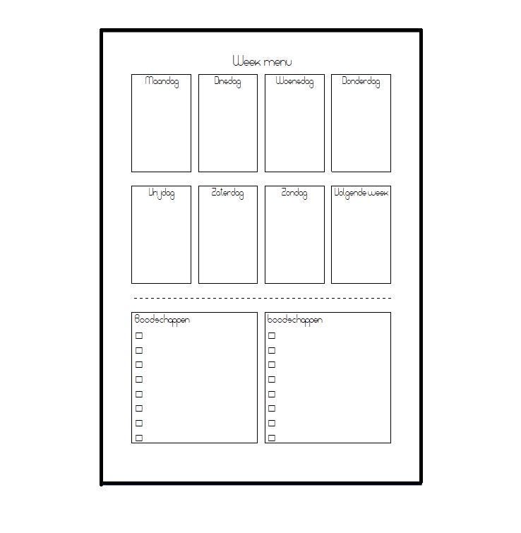 A5 dinner planning notepad or inserts