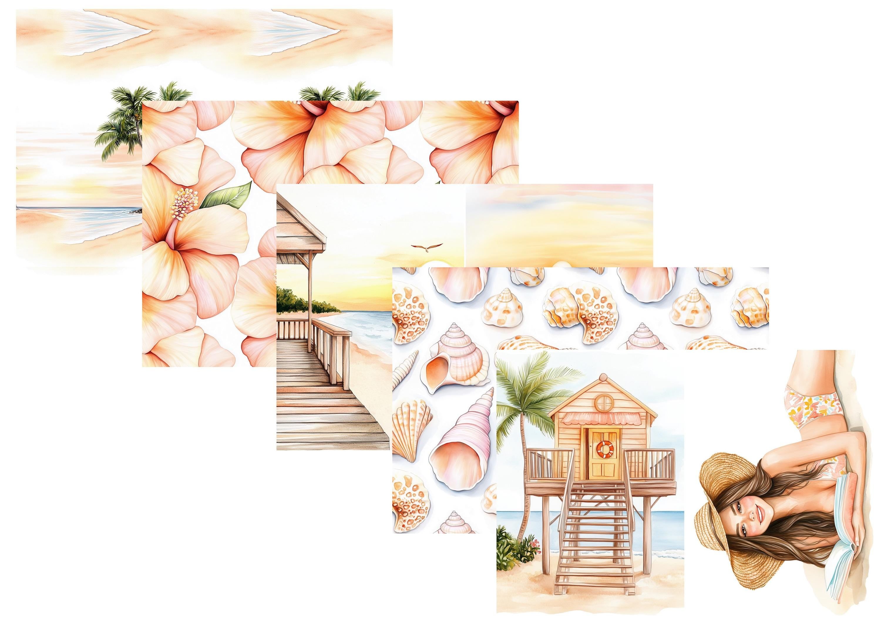 LovedbyGaby A4 journalpaper set sunsetbeach