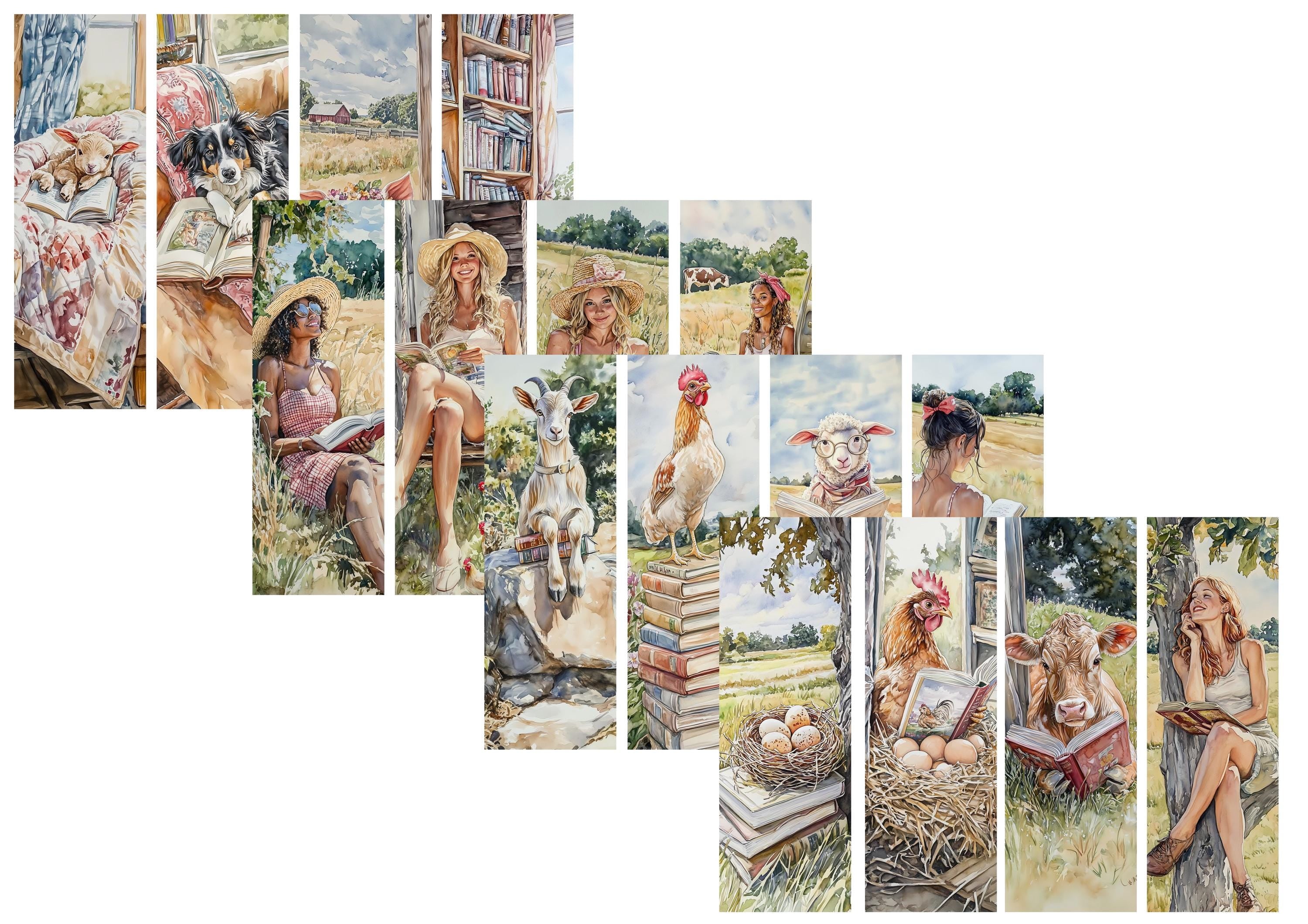 LovedbyGaby A4 bookmarkpaper set reading farm