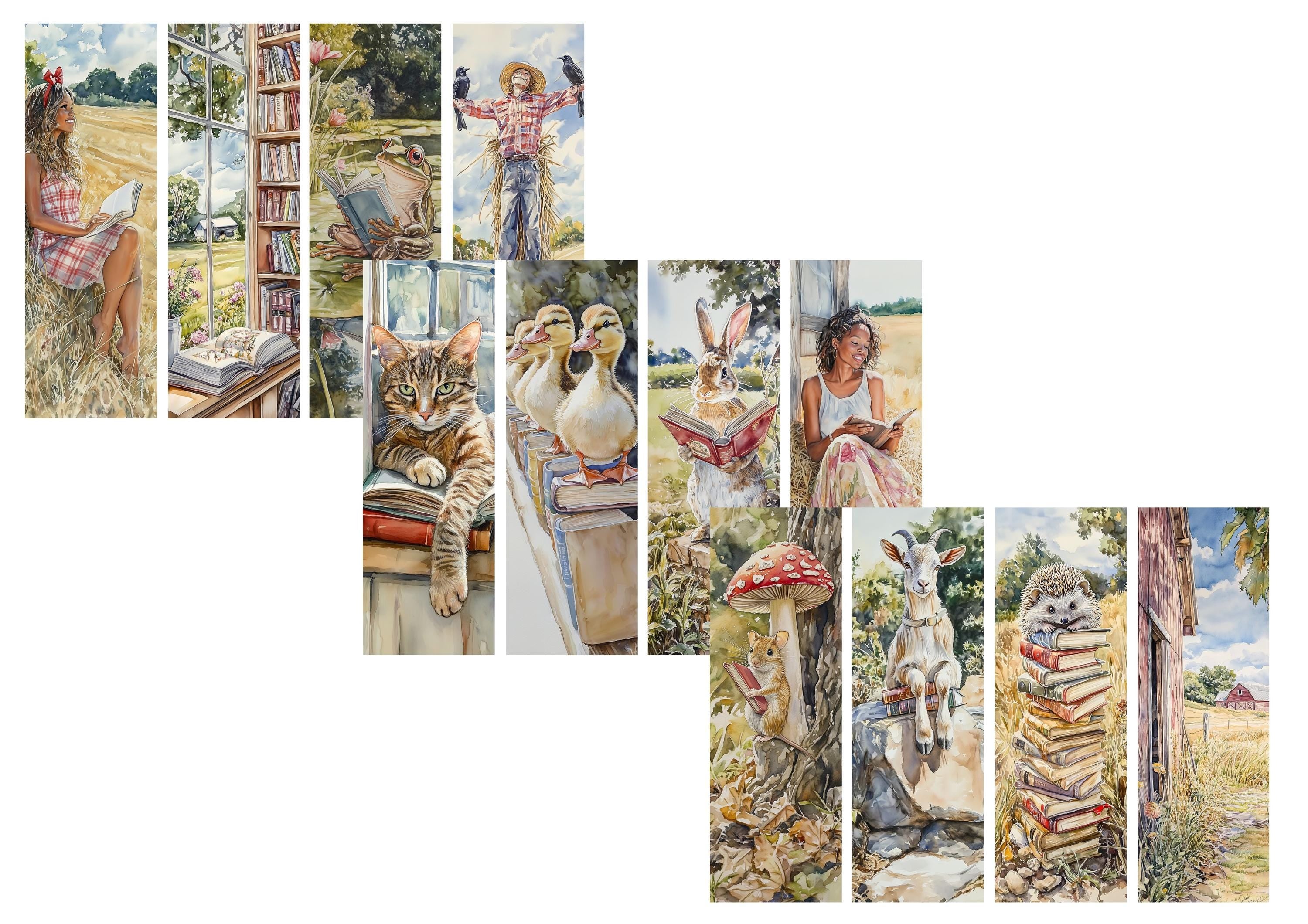 LovedbyGaby A4 bookmarkpaper set reading farm