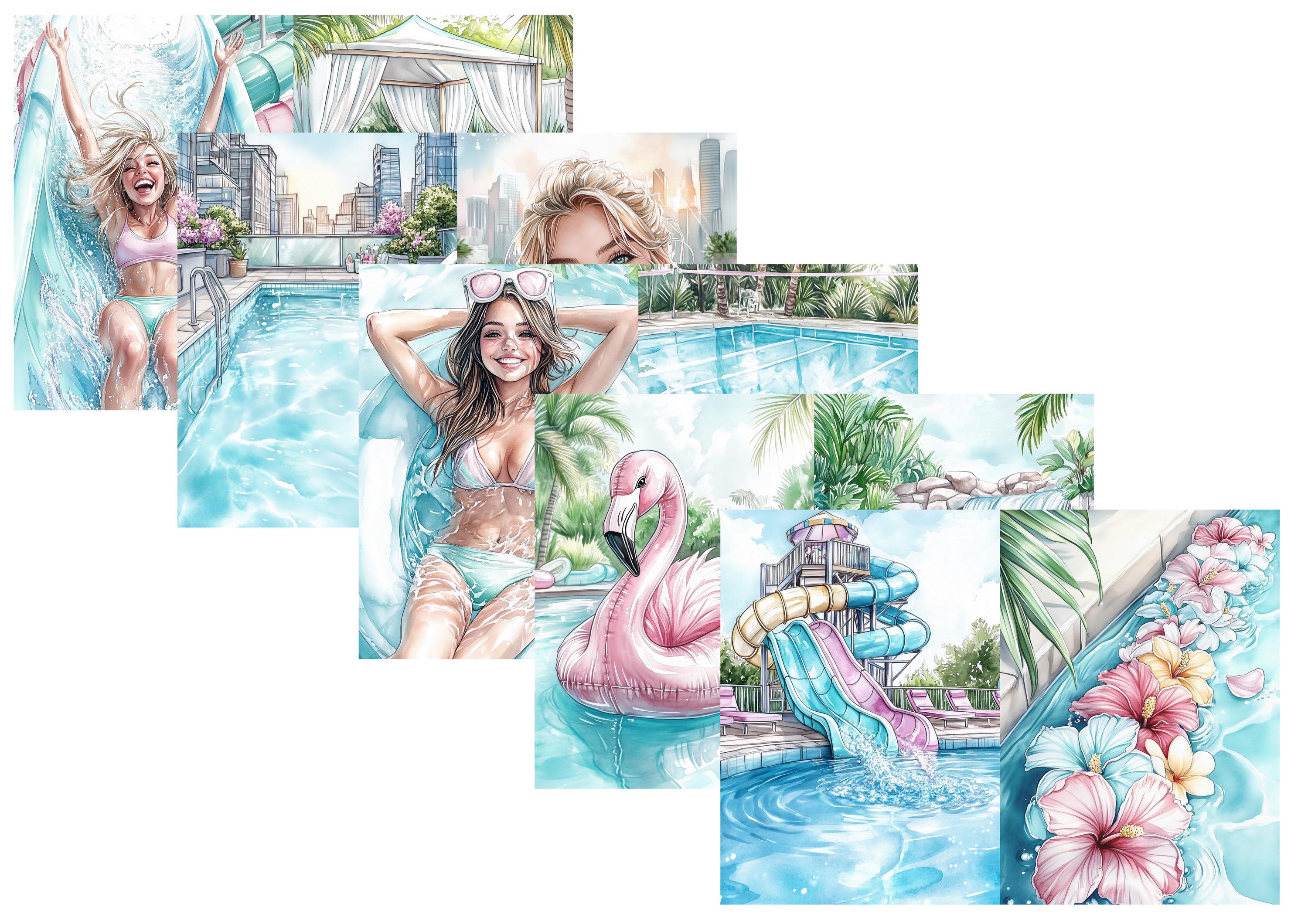 LovedbyGaby A4 journalpaper set Poolparty