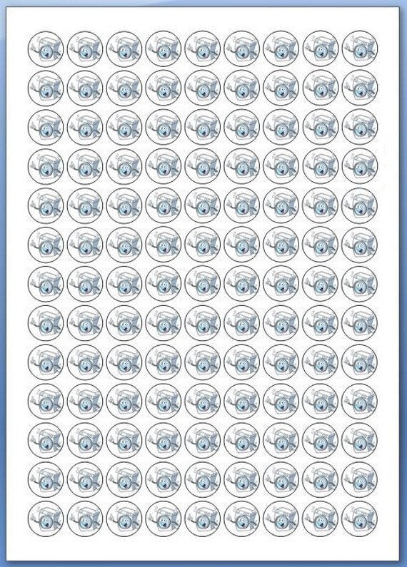 117 diverse huishoudstickertjes 1 met een doorsnee van 19mm
