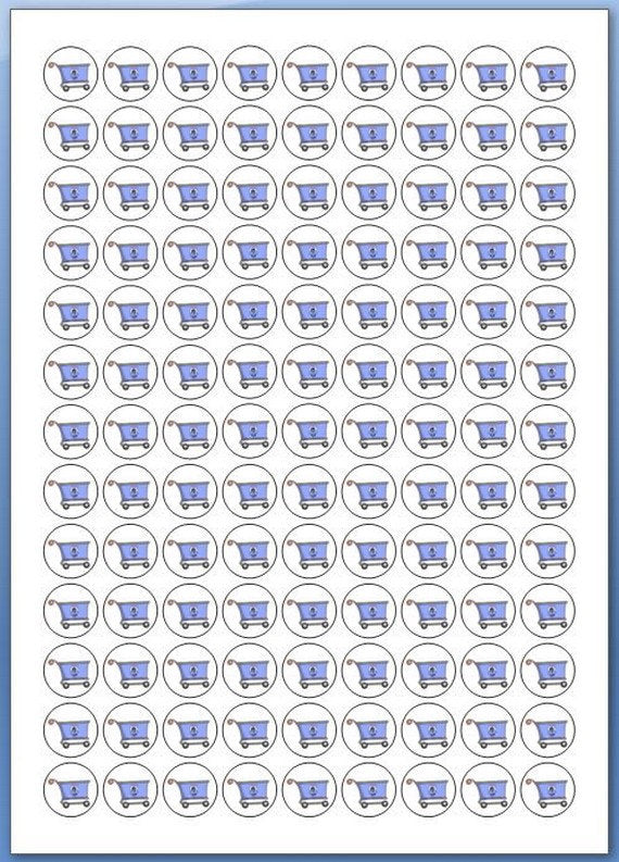 117 diverse huishoudstickertjes 1 met een doorsnee van 19mm