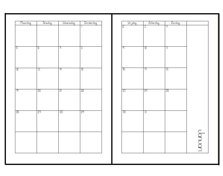 2026 A5 monthly inserts