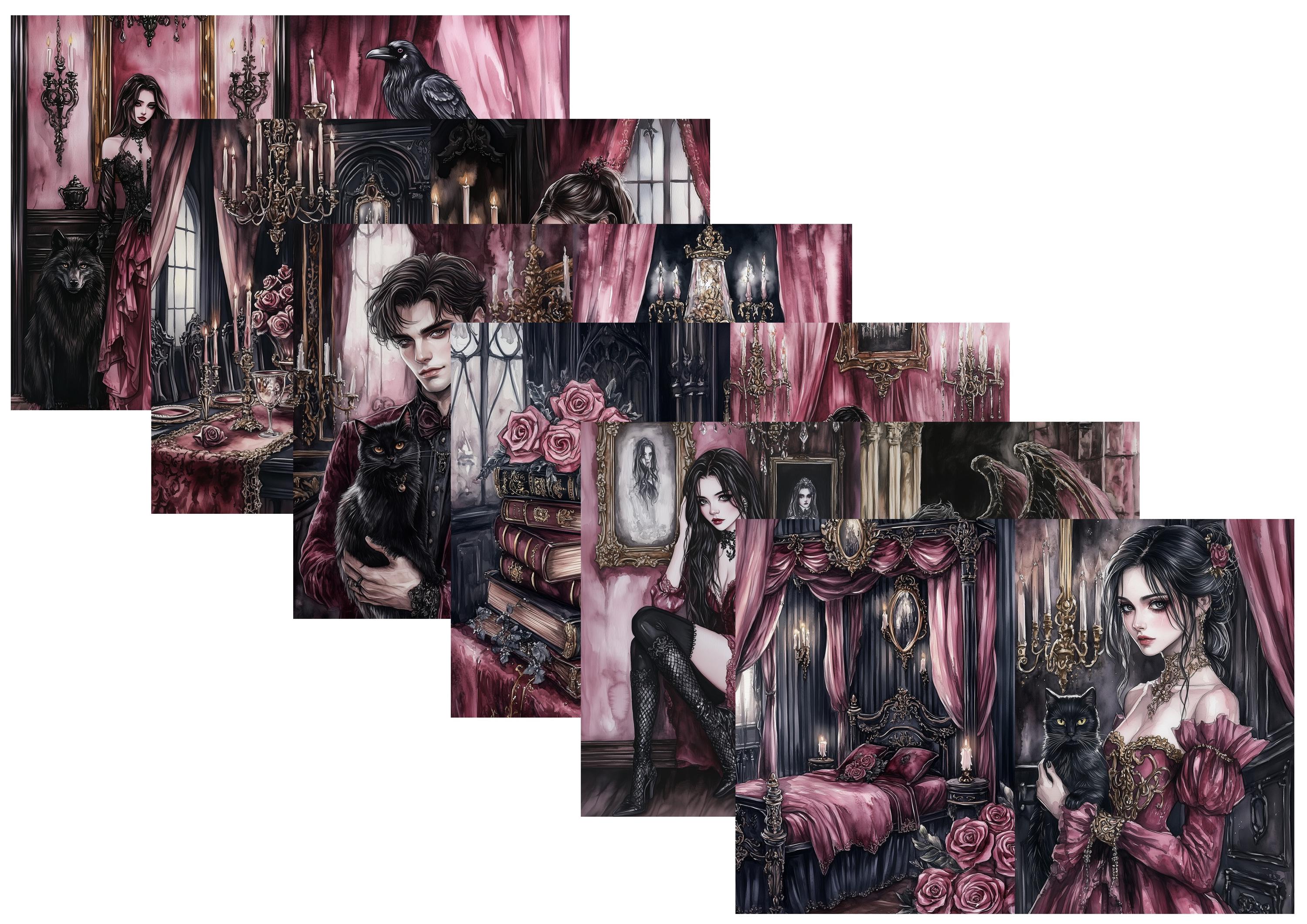 LovedbyGaby A4 papierset Haunted mansion junk