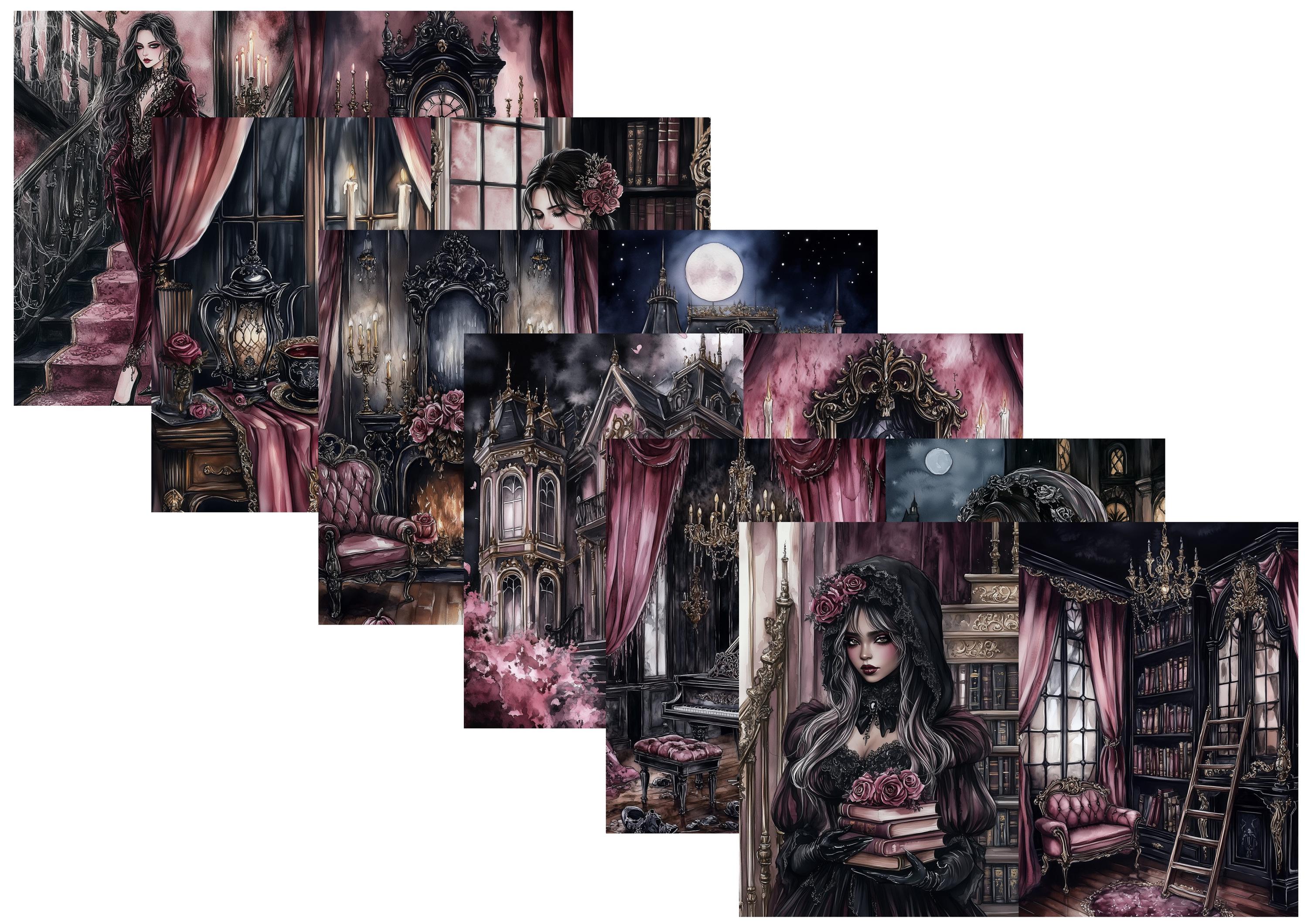 LovedbyGaby A4 papierset Haunted mansion junk