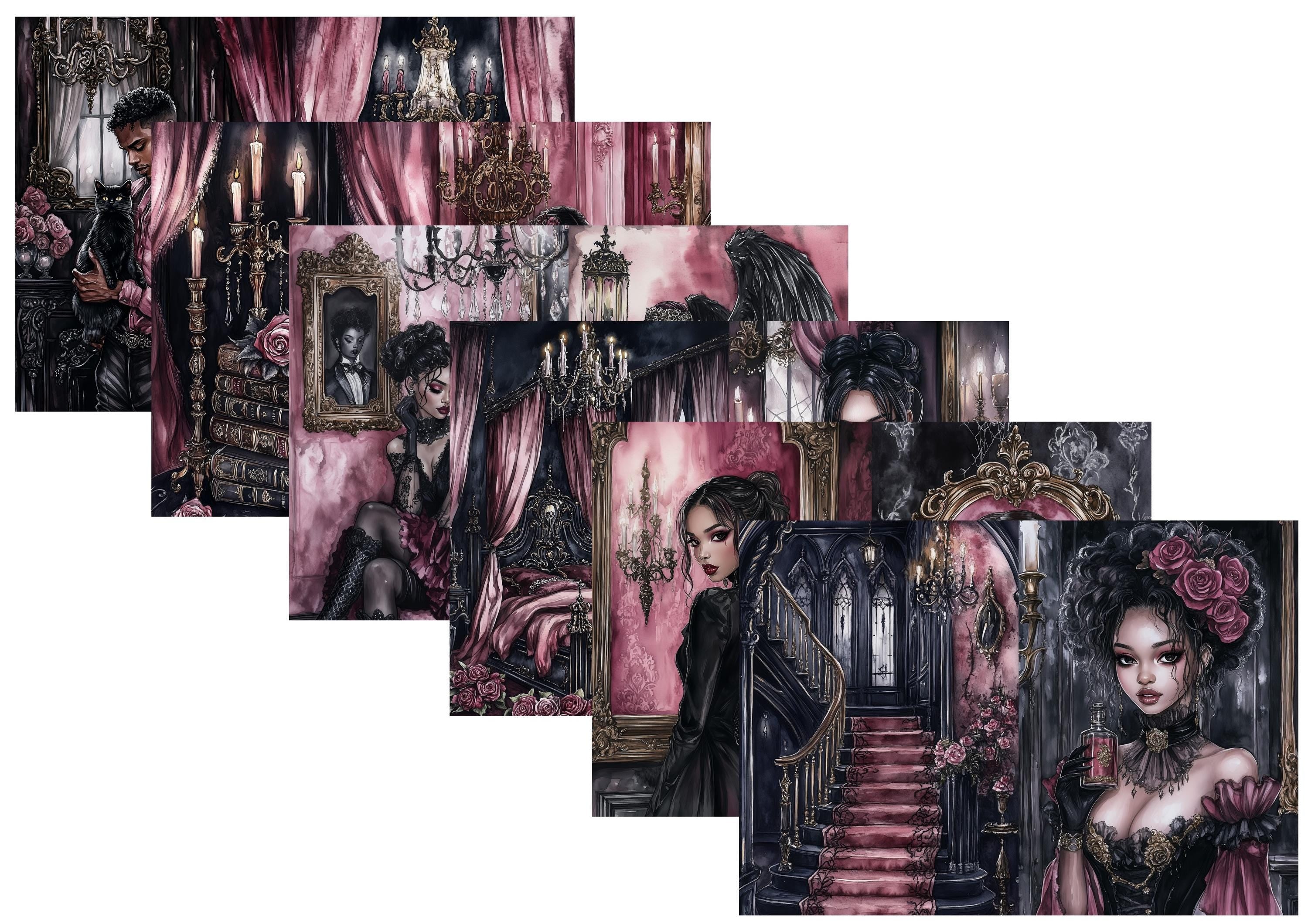 LovedbyGaby A4 papierset Haunted mansion junk