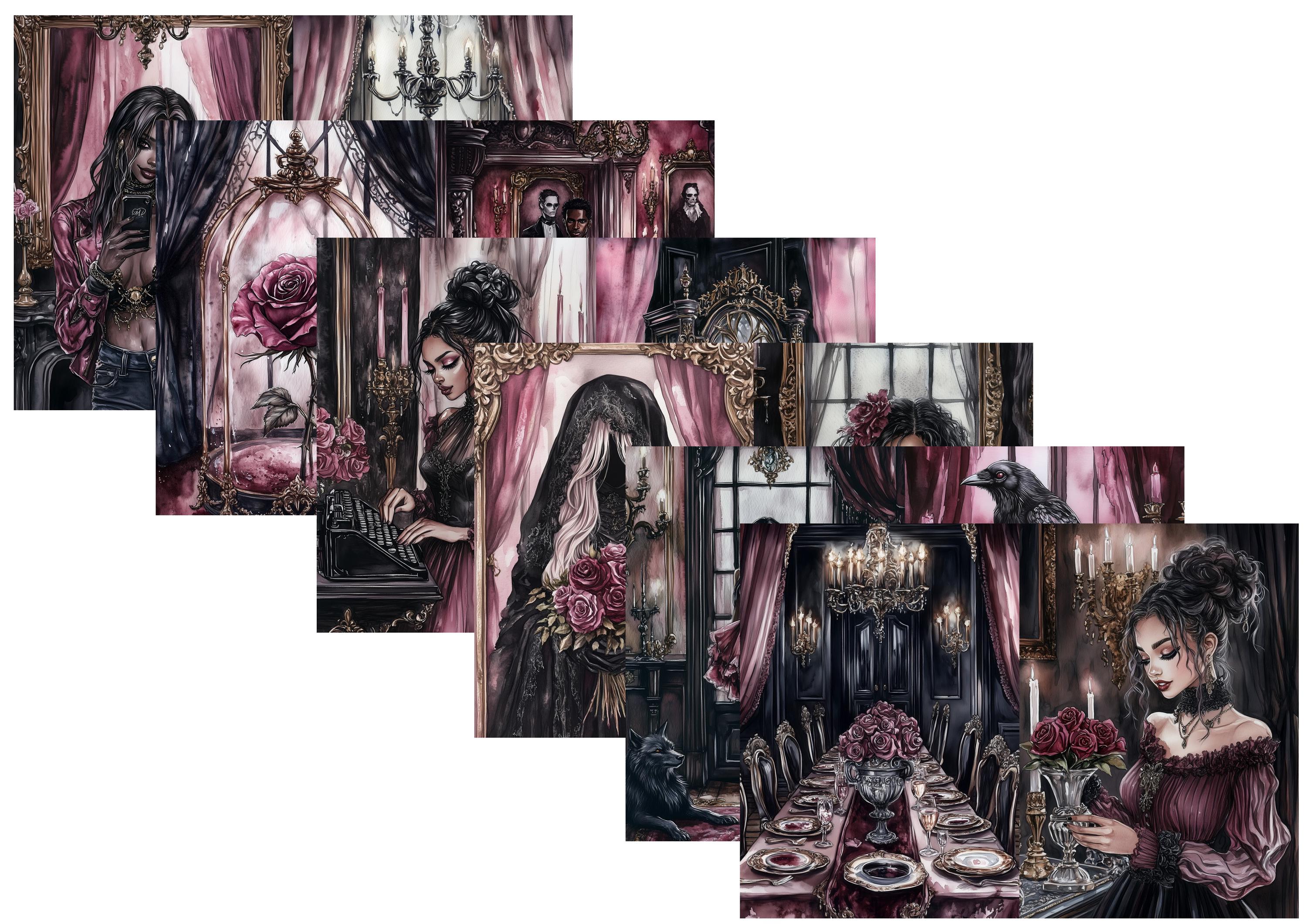 LovedbyGaby A4 papierset Haunted mansion junk