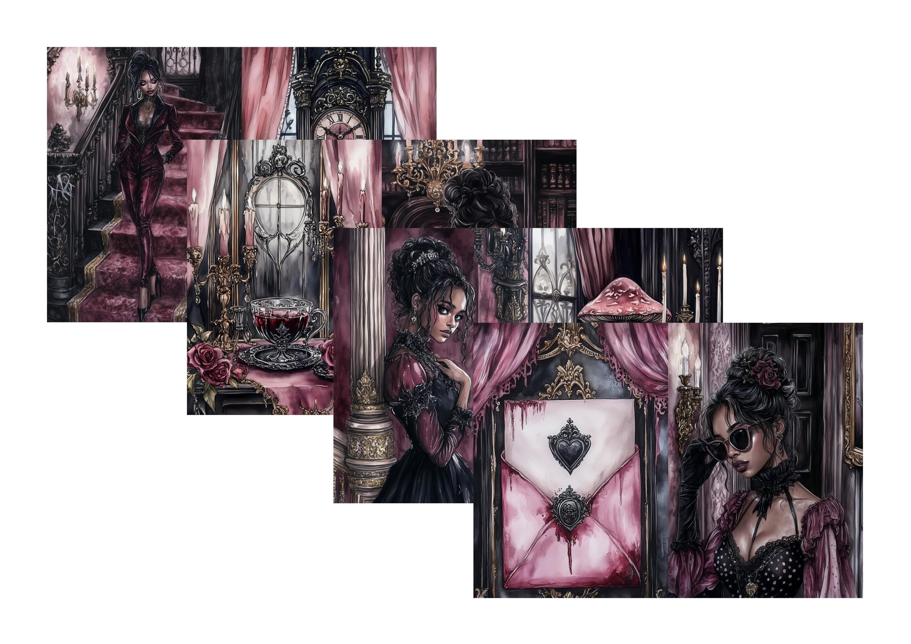LovedbyGaby A4 papierset Haunted mansion junk