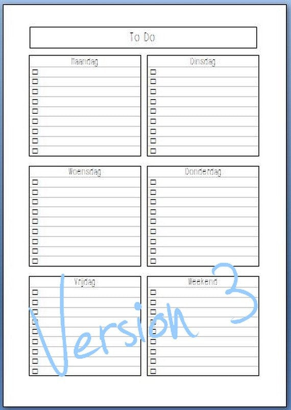 A5 "To Do" pages 20 vel