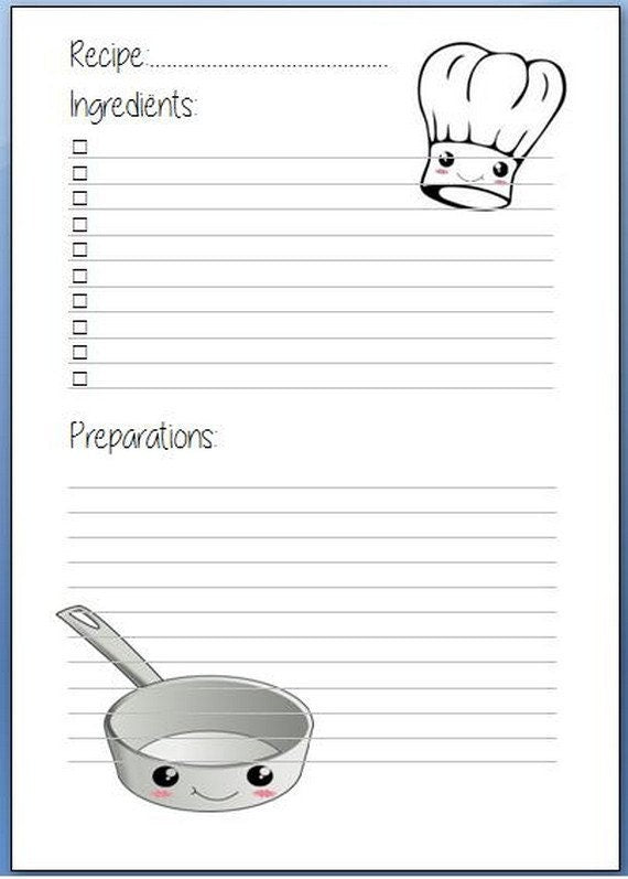 A5 Recipe inserts