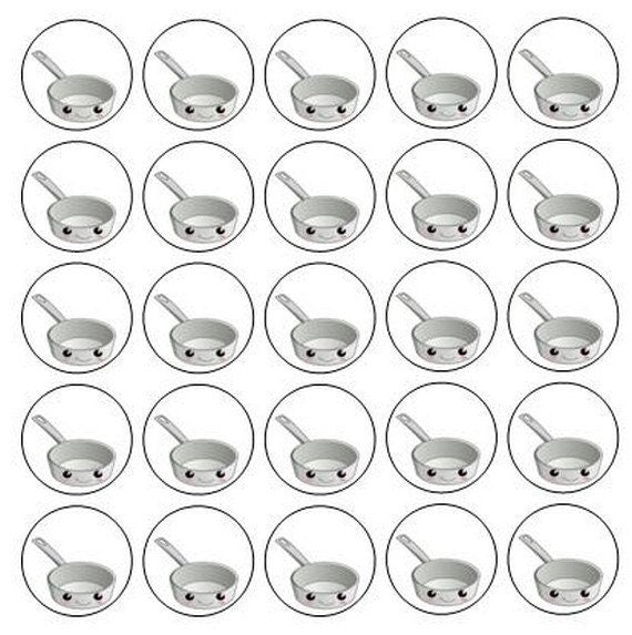 117 diverse huishoudstickertjes 1 met een doorsnee van 19mm
