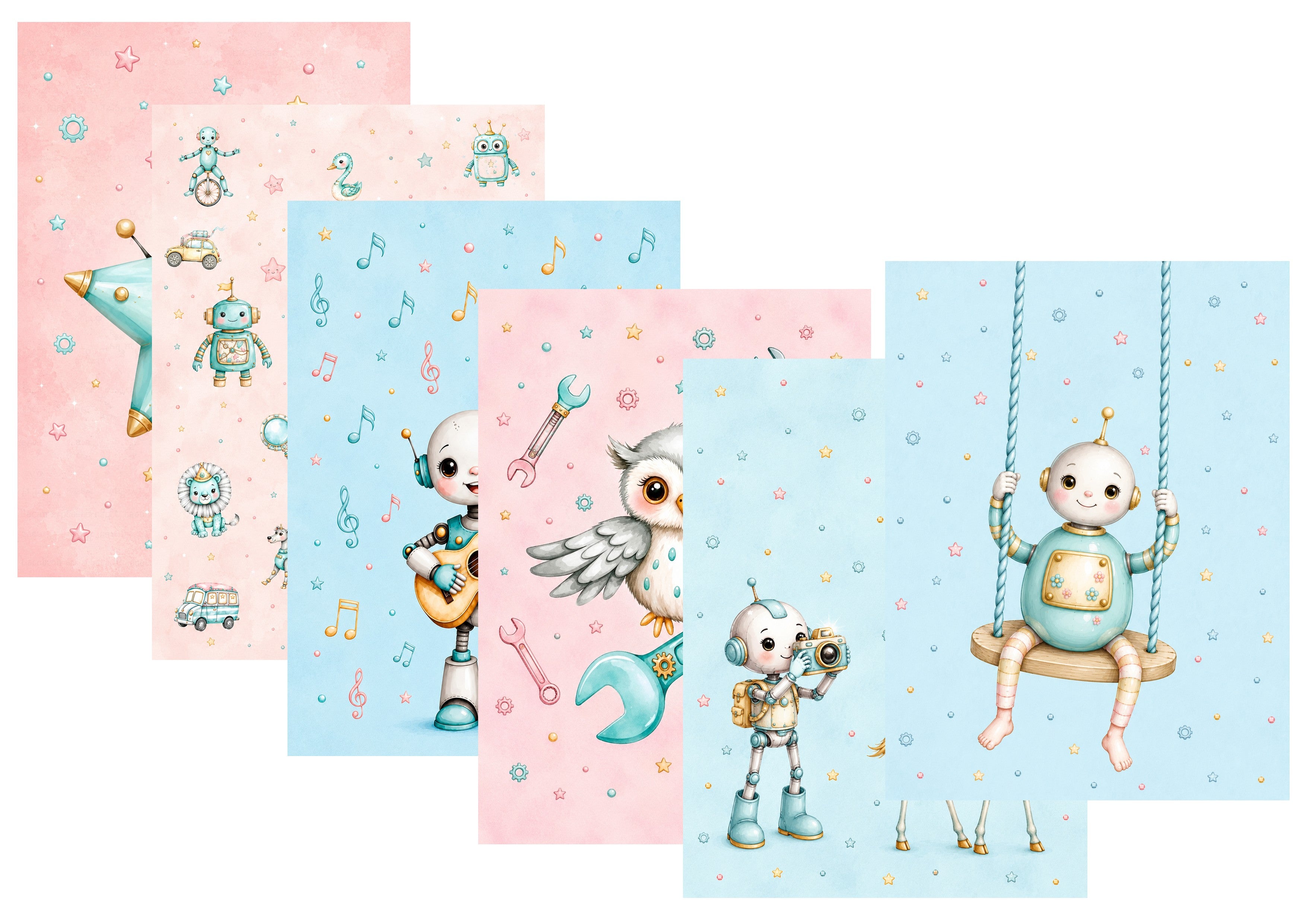 LovedbyGaby A5 journalpapier set Vriendelijke Robots