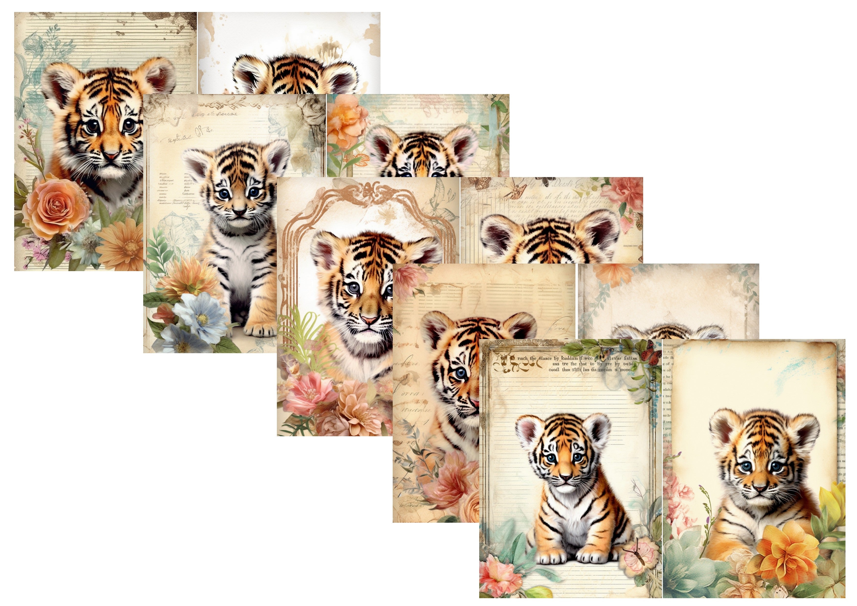 LovedbyGaby Cuaderno A4 set de papel con estampado de tigre