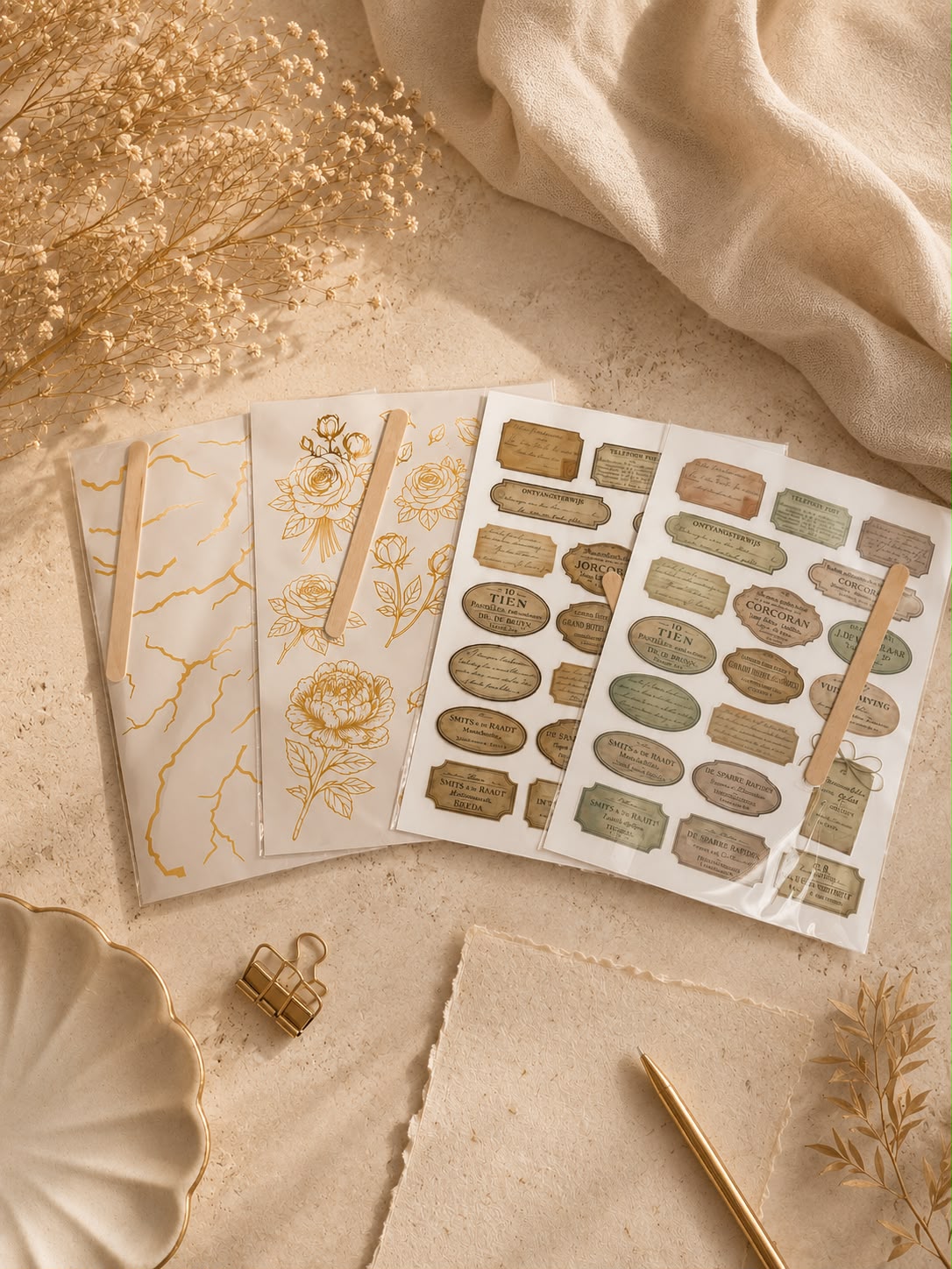 LovedbyGaby A5 rub-ons labels, scheuren en bloemen
