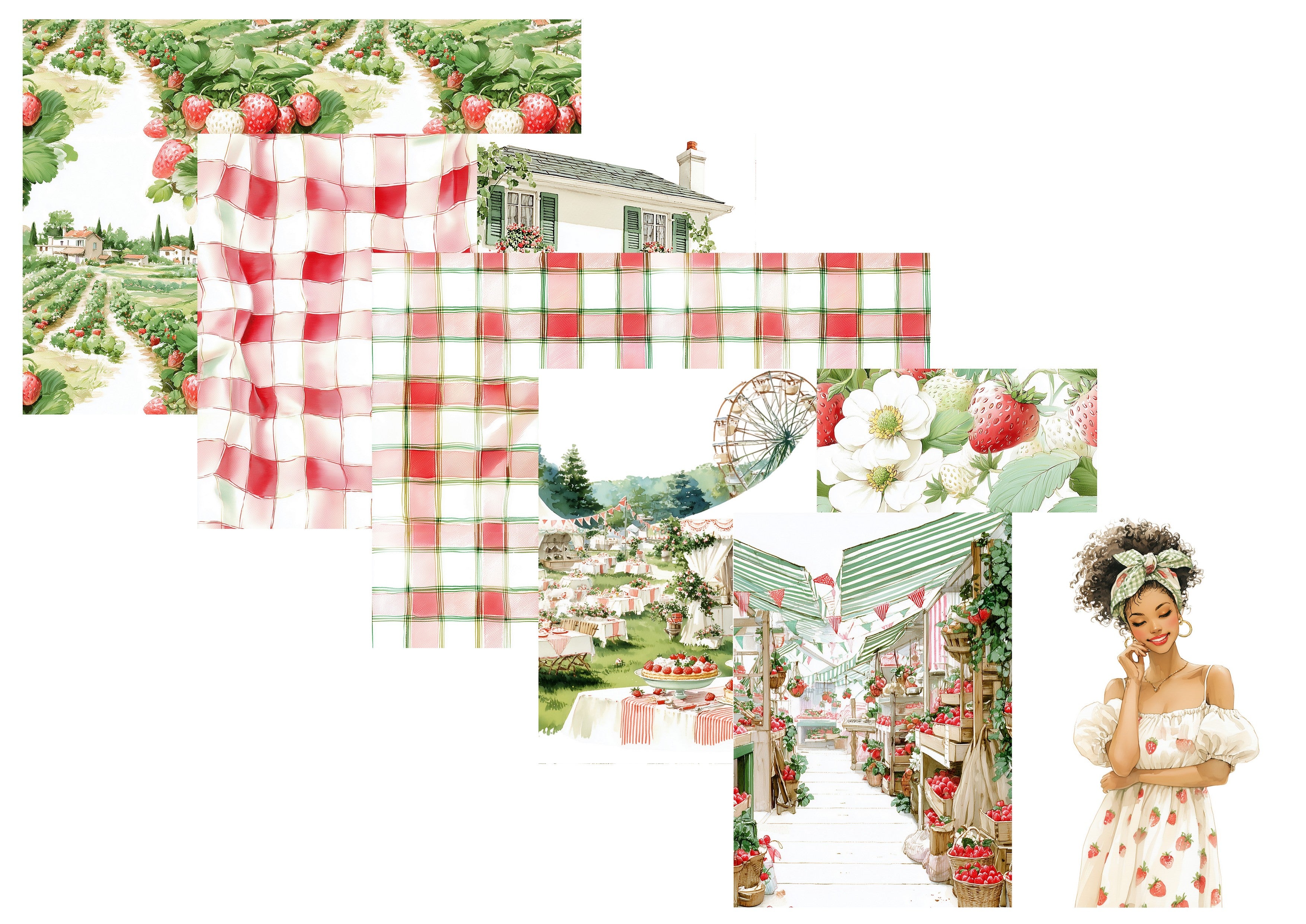LovedbyGaby A4 journalpapier set Aardbeien