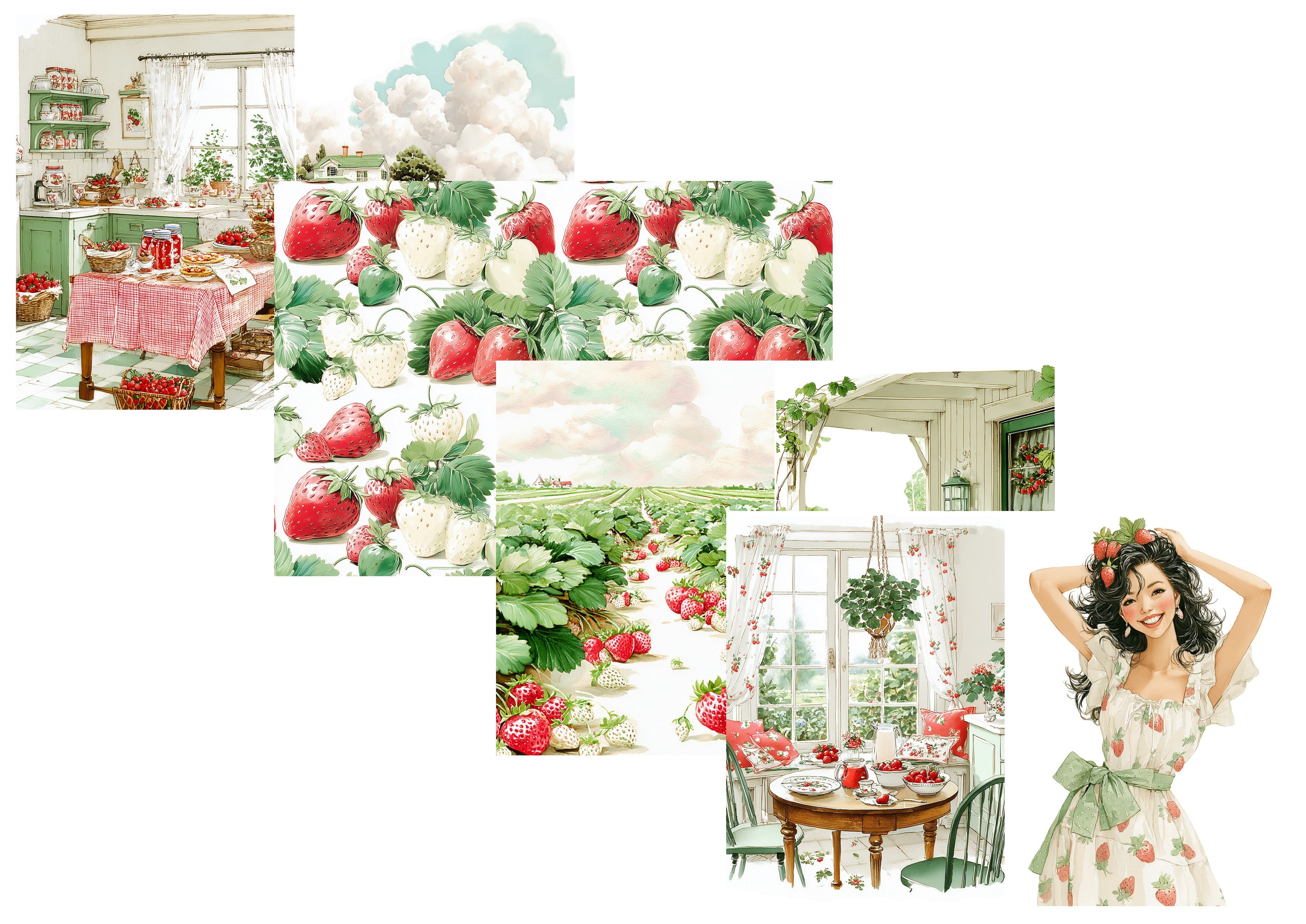 LovedbyGaby A4 journalpapier set Aardbeien
