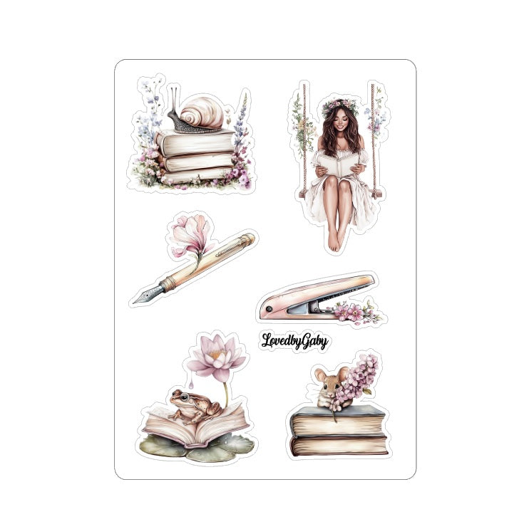 LovedbyGaby stickers Books and Flowers
