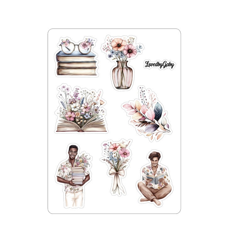 LovedbyGaby stickers Books and Flowers