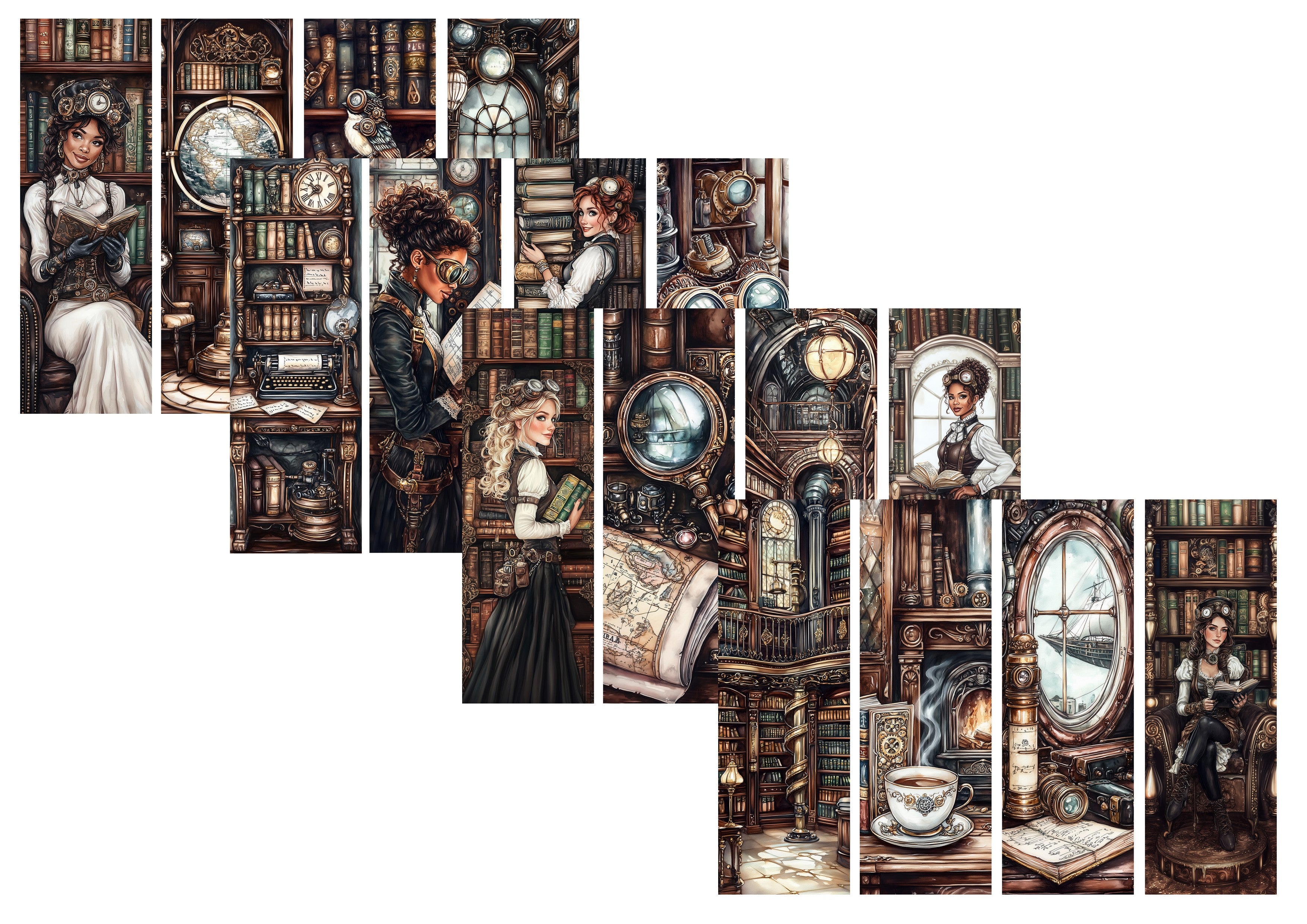 LovedbyGaby A4 journalpapierset Bookmarks steampunk