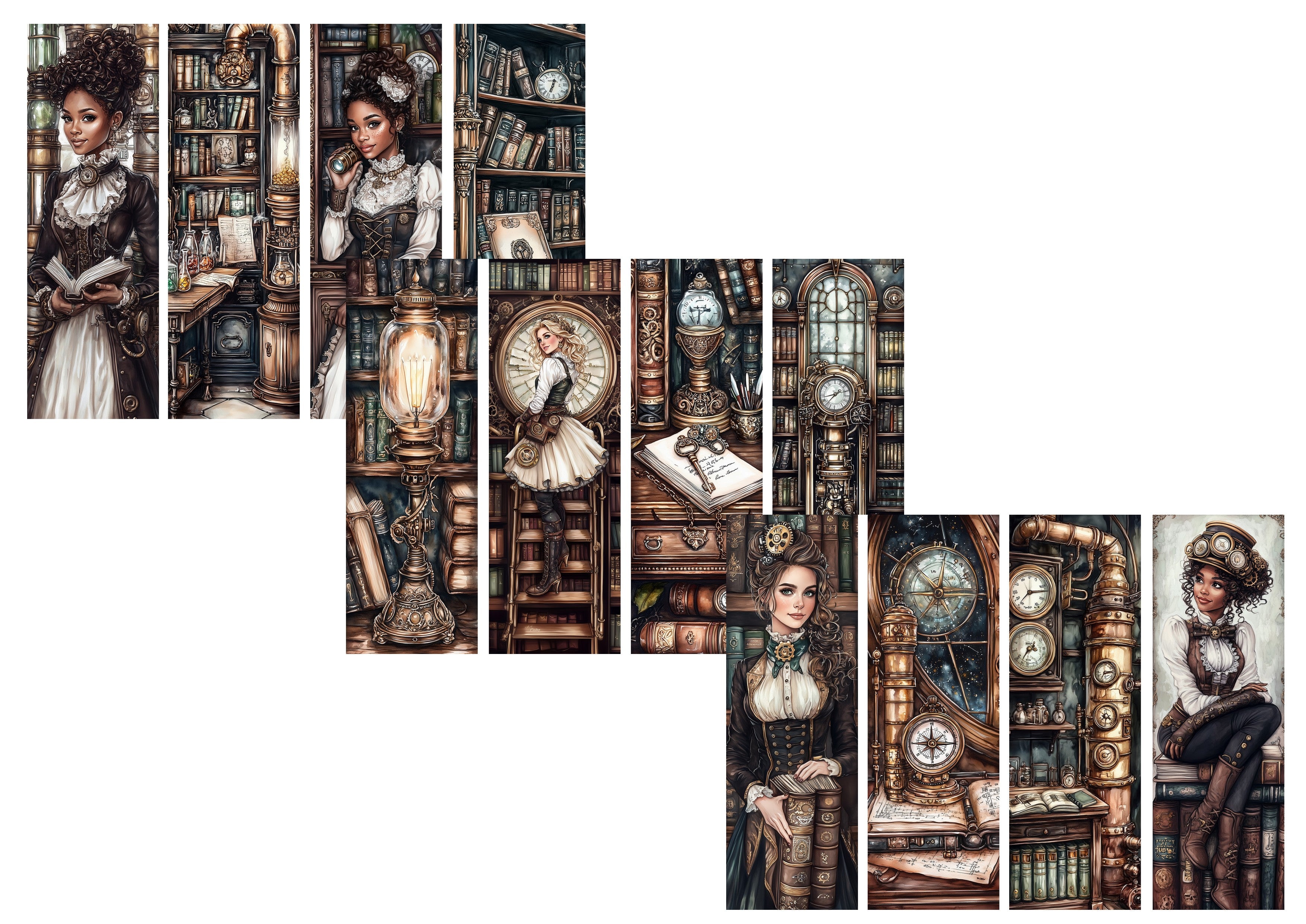 LovedbyGaby A4 journalpapierset Bookmarks steampunk