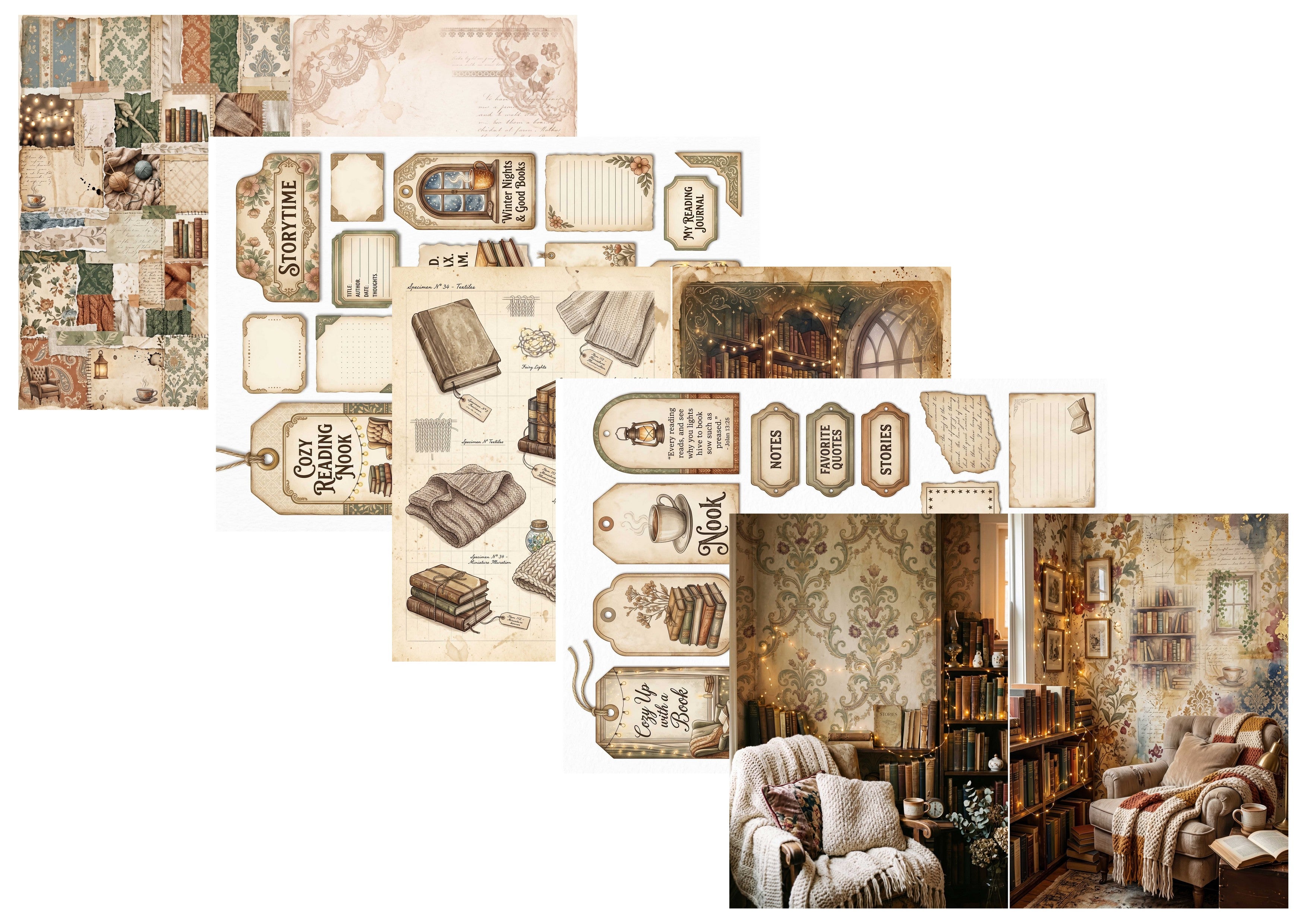 LovedbyGaby A4 journalpapier set Cosy Books