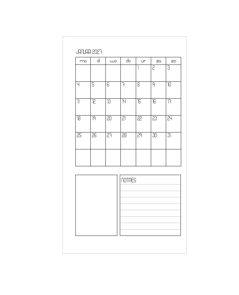 2027 A5 slim LovedbyGaby inserts Monthly
