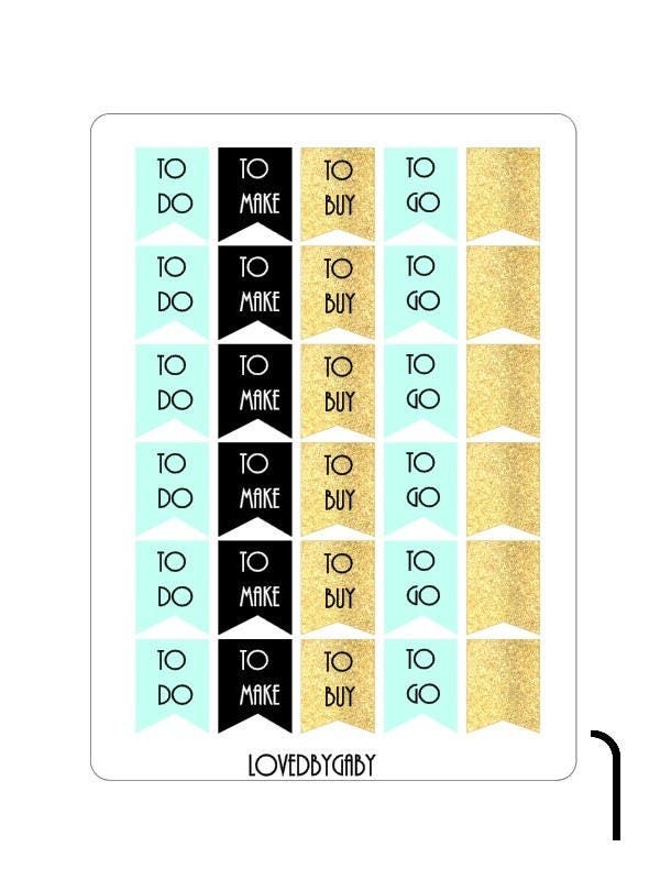 LovedbyGaby mint/gold/black planning stickers