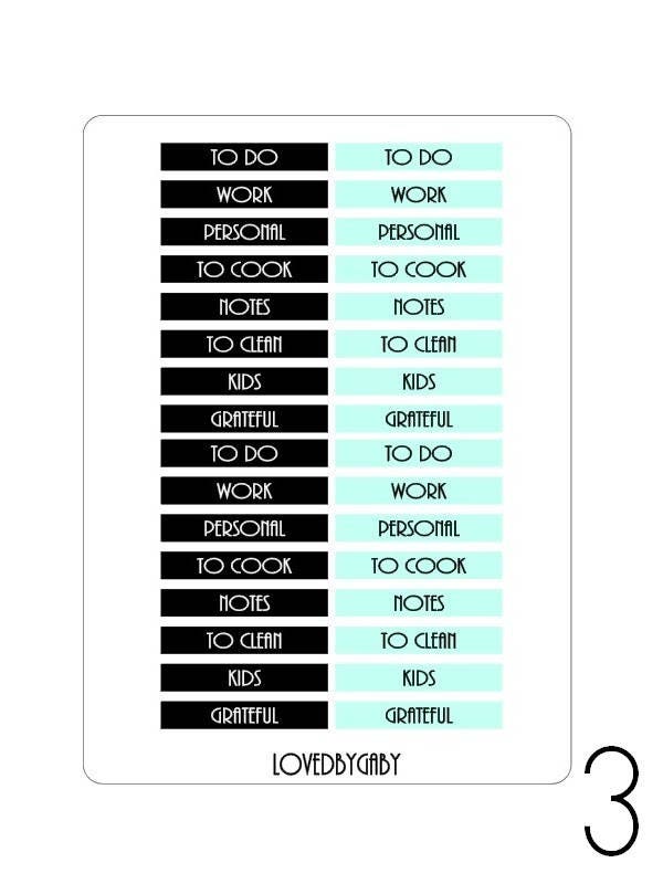 LovedbyGaby mint/gold/black planning stickers